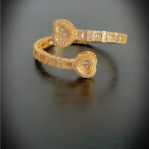 Intricate Gold Heart Bangle Bracelet